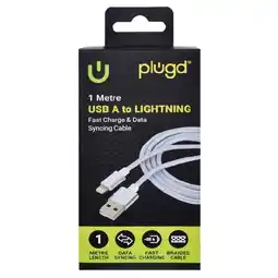 Woolworths Plugd USB A to Lightning Cable 1 Metre ea offer