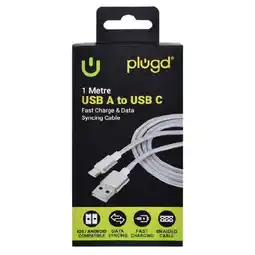 Woolworths Plugd USB A to USB C Cable 1 Metre ea offer