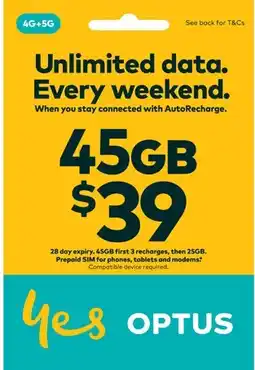 Coles Optus $39 Prepaid SIM offer