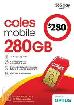 Coles NEW Coles Mobile $280 Prepaid SIM offer