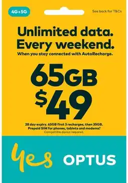 Coles Optus $49 Prepaid SIM offer