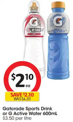 Coles Gatorade Sports Drink or G Active Water offer