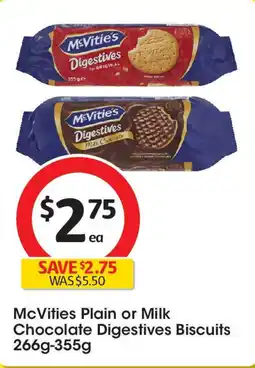 Coles McVities Plain or Milk Chocolate Digestives Biscuits offer
