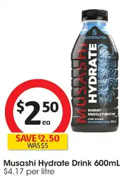 Coles Musashi Hydrate Drink offer