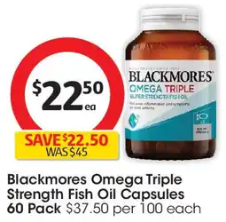 Coles Blackmores Omega Triple Strength Fish Oil Capsules offer