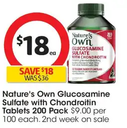 Coles Nature's Own Glucosamine Sulfate with Chondroitin Tablets offer
