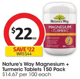 Coles Nature's Way Magnesium + Turmeric Tablets offer