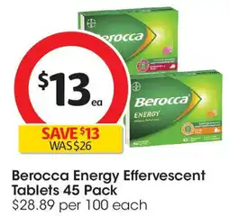 Coles Berocca Energy Effervescent Tablets offer