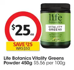 Coles Life Botanics Vitality Greens Powder offer