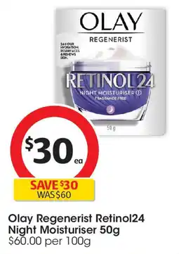 Coles Olay Regenerist Retinol24 Night Moisturiser offer