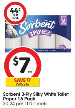 Coles Sorbent 3-Ply Silky White Toilet Paper offer