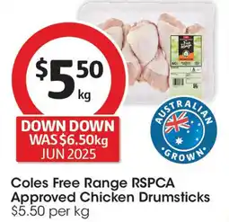 Coles Coles Free Range RSPCA Approved Chicken Drumsticks offer