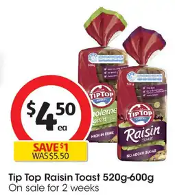 Coles Tip Top Raisin Toast offer