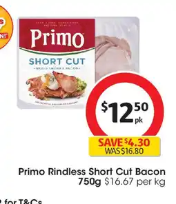 Coles Primo Rindless Short Cut Bacon offer