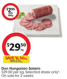 Coles Don Hungarian Salami offer