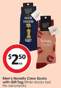 Coles Men's Novelty Crew Socks with Gift Tag offer