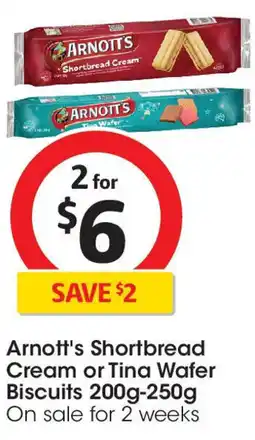 Coles Arnott's Shortbread Cream or Tina Wafer Biscuits offer