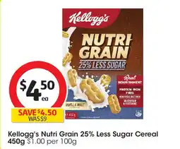 Coles Kellogg's Nutri Grain 25% Less Sugar Cereal offer
