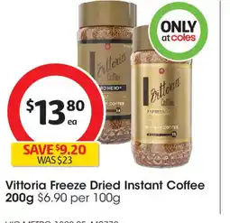 Coles Vittoria Freeze Dried Instant Coffee offer
