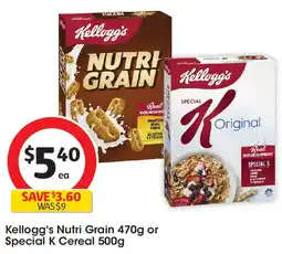 Coles Kellogg's Nutri Grain or Special K Cereal offer