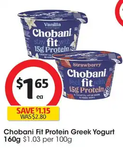 Coles Chobani Fit Protein Greek Yogurt offer