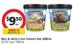 Coles Ben & Jerry's Ice Cream Tub offer