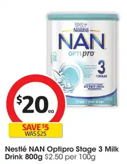 Coles Nestlé NAN Optipro Stage 3 Milk Drink offer