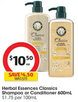 Coles Herbal Essences Classics Shampoo or Conditioner offer