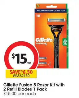 Coles Gillette Fusion 5 Razor Kit with 2 Refill Blades offer