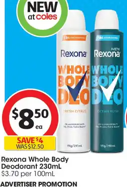 Coles Rexona Whole Body Deodorant offer