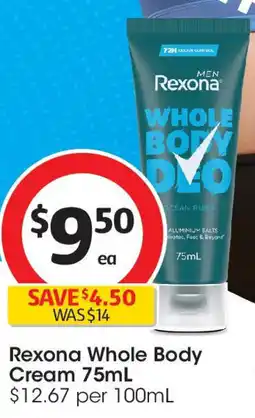 Coles Rexona Whole Body Cream offer