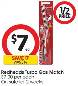 Coles Redheads Turbo Gas Match offer