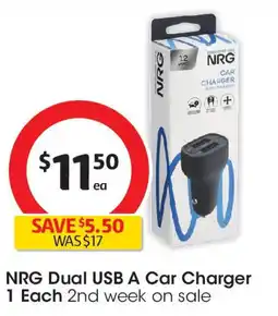 Coles NRG Dual USB A Car Charger offer