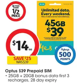 Coles Optus Prepaid SIM offer