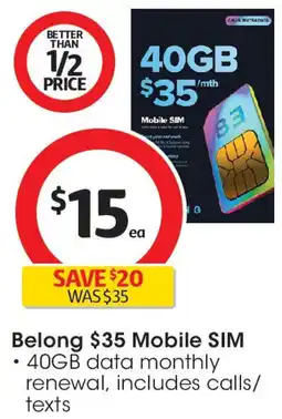 Coles Belong Mobile SIM offer