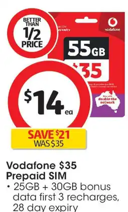 Coles Vodafone Prepaid SIM offer