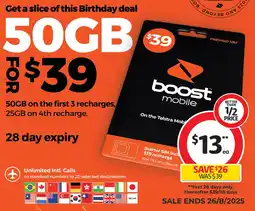 Coles BOOST mobile 50g offer