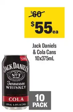 Coles Jack Daniels & Cola Cans offer
