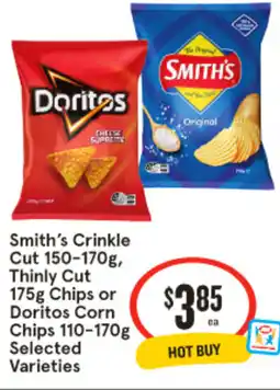 IGA Smith's Crinkle 'Cut, Thinly Cut Chips or Doritos Corn offer