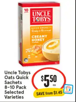 IGA Uncle Tobys Oats Quick Sachets offer