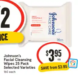 IGA Johnson's Facial Cleansing Wipes 25 Pack offer
