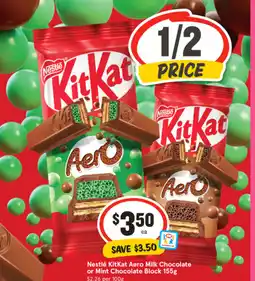 IGA Nestlé KitKat Aero Milk Chocolate or Mint Chocolate Block offer