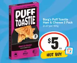 IGA Borg's Puff Toastie Ham & Cheese offer