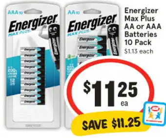 IGA Energizer Max Plus AA or AAA Batteries 10 Pack offer