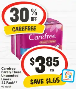 IGA Carefree Barely There Unscented Liners offer