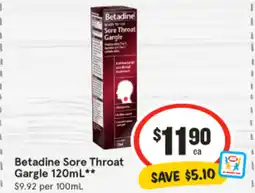 IGA Betadine Sore Throat Gargle offer