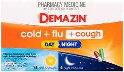 Discount Drug Stores Demazin Cold + Flu + Cough Day + Night 24 Capsules offer