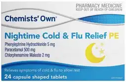 Discount Drug Stores Chemists’ Own Nightime Cold & Flu Relief PE 24 Caplets offer
