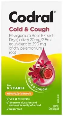 Discount Drug Stores Codral Cold & Cough Pelargonium Root Extract Oral Liquid 100mL offer