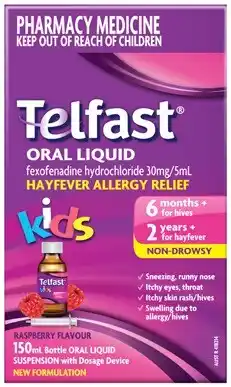 Discount Drug Stores Telfast Kids Hayfever Allergy Relief Oral Liquid 150mL offer